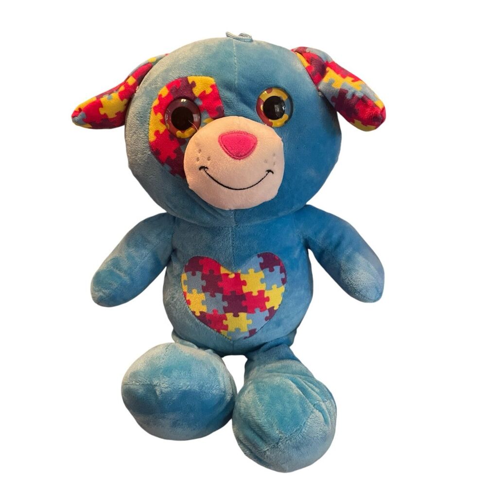 Nanco Kids Blue Multicolor Patchwork Bear Stuffed Plush Toy